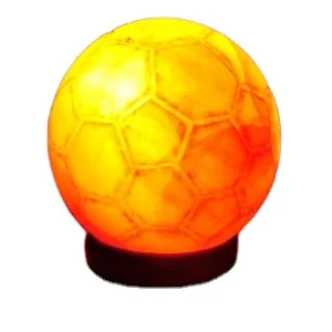 Unique Hadcarved Foot Ball Shaped Rock Crystal Salt Lamp With USB Power Cable to Lightup Your Room with an Amber Glow