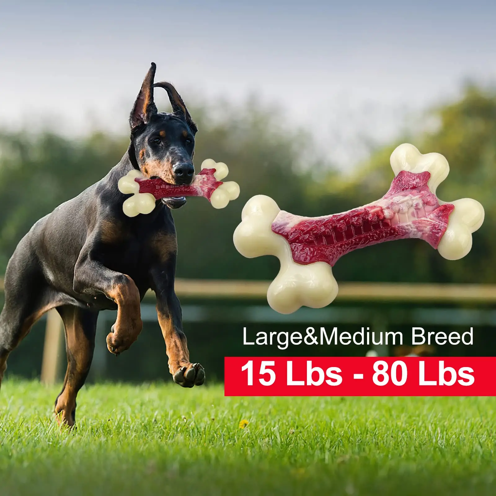 Tough dog toys for aggressive chewers Dog bones made of nylon and rubber Medium-sized puppy chew toys Teething chew toys