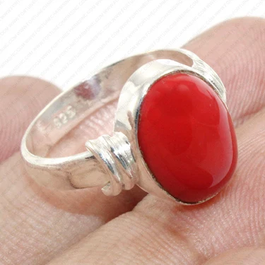 Wholesale Handmade Solid Coral Ring Handmade 925 Sterling Silver Fine Jewelry Ring for Women Collection. Best Selling Ring