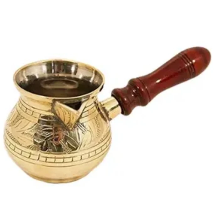 Classic Ottoman Design brass Colored 6-piece Turkish Coffee Set