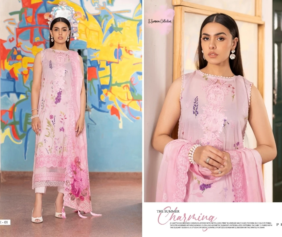 Laetest Designs Ssumaira Collection Luxury Digital Printed Embroidered 3 PC Dresses Indian & Pakistani Women Suits