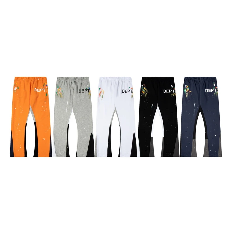 Pants Speckled Letter Logo Stitched Wide Leg Terry Pants Bell Bottoms Mens And Womens Luxury Brands