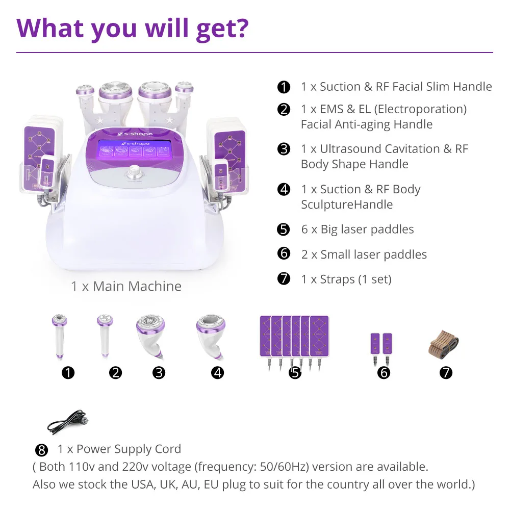 Aristorm Fat Cavitation Machine S Shape 30k Lipolasers 160mw Body Contouring Face Lifting Cavitation EL EMS RF Machine