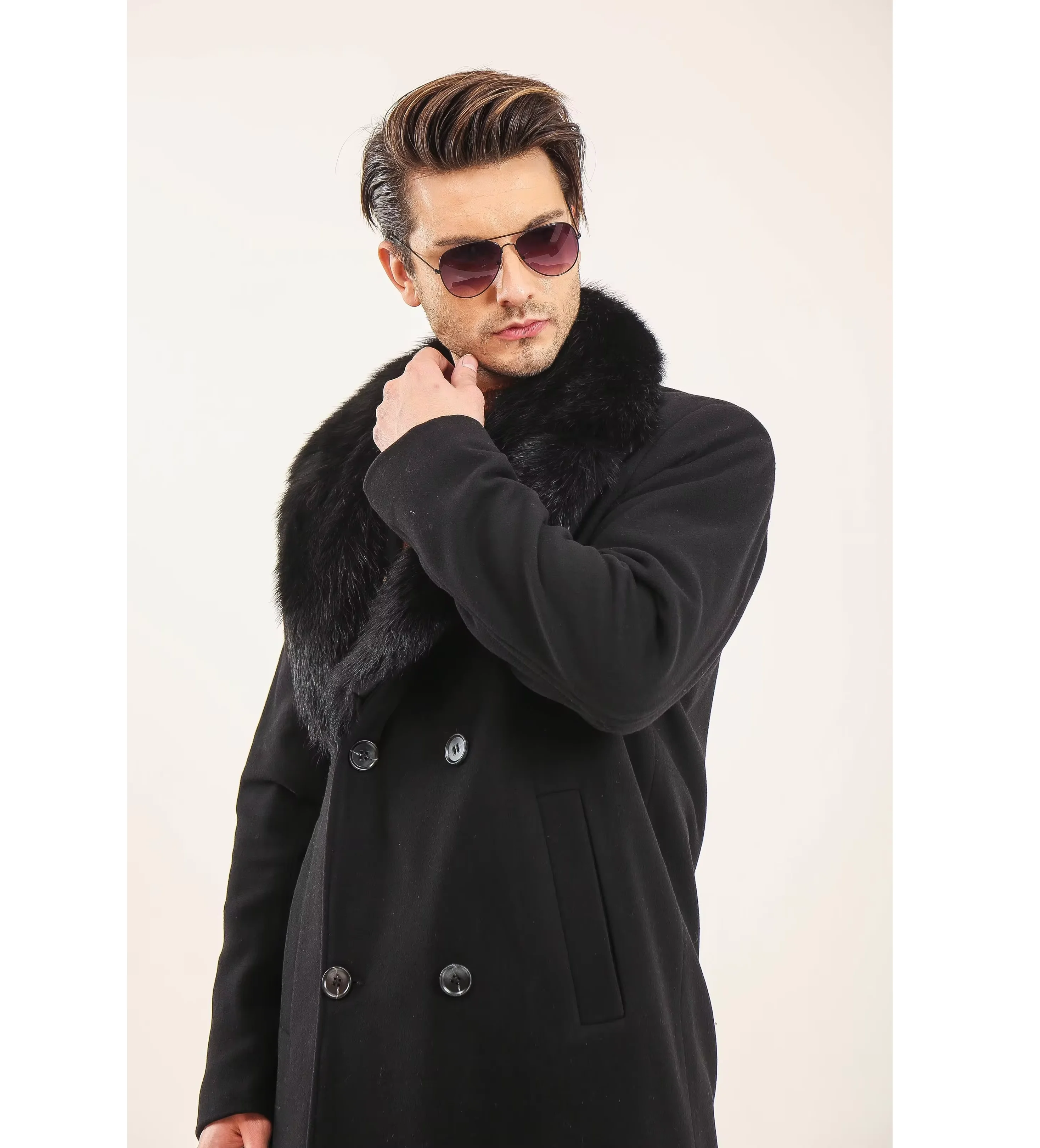 Высококачественное турецкое пальто из овчины гладкое и дизайнерское Мужское с мехом для мужчин