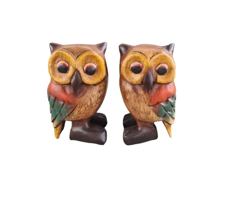 Woodwork Carved Owls Home And Aarden Decorations From Thailand