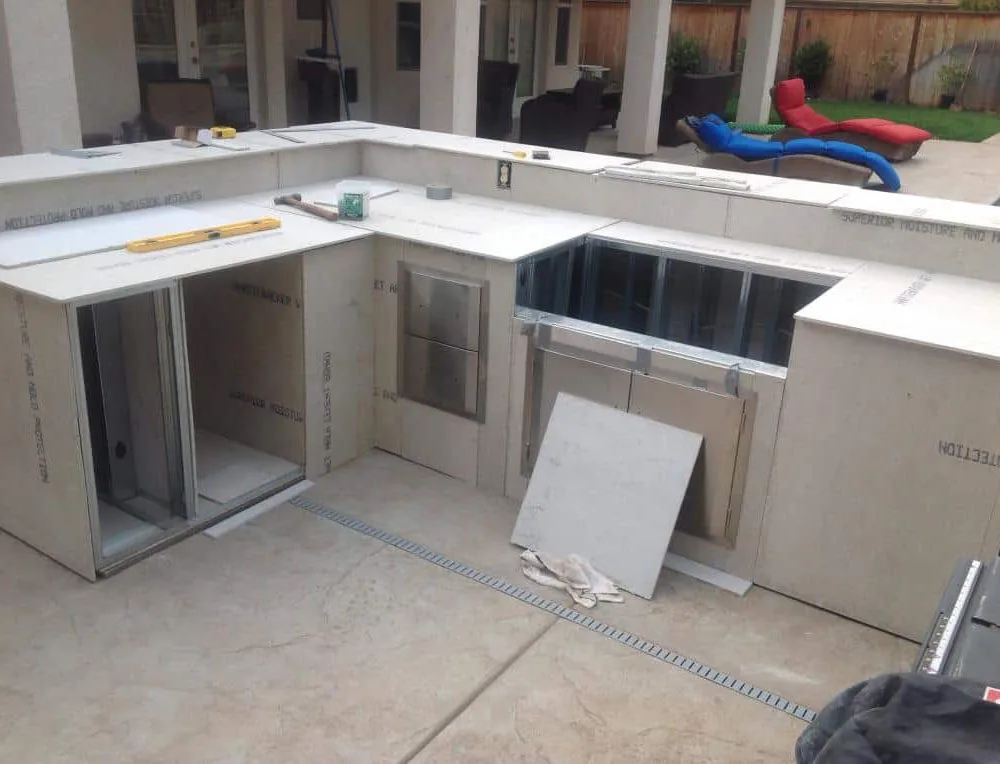 Custom Modular Outdoor Kitchen Frame BBQ Island Outdoor Kitchen Grill With Fridge