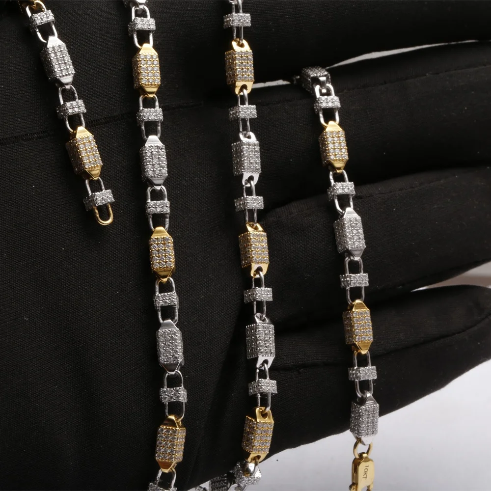 Hip hop fully iced out link diamond chain with vvs clarity diamonds crafted in 14 kt gold moissnaite for men wholesale jewelry