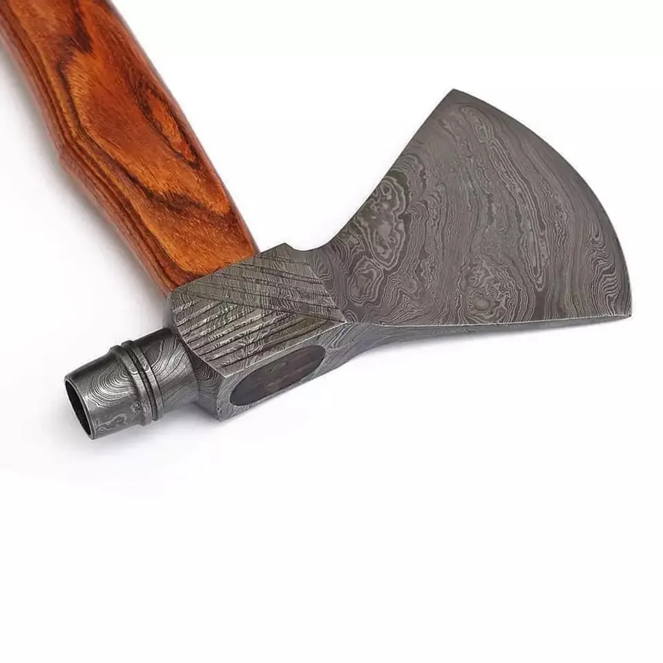Профессиональный дамасский Топор Ручной работы, топор из дамасской стали, курительная трубка, розовая деревянная ручка и кожаный футляр