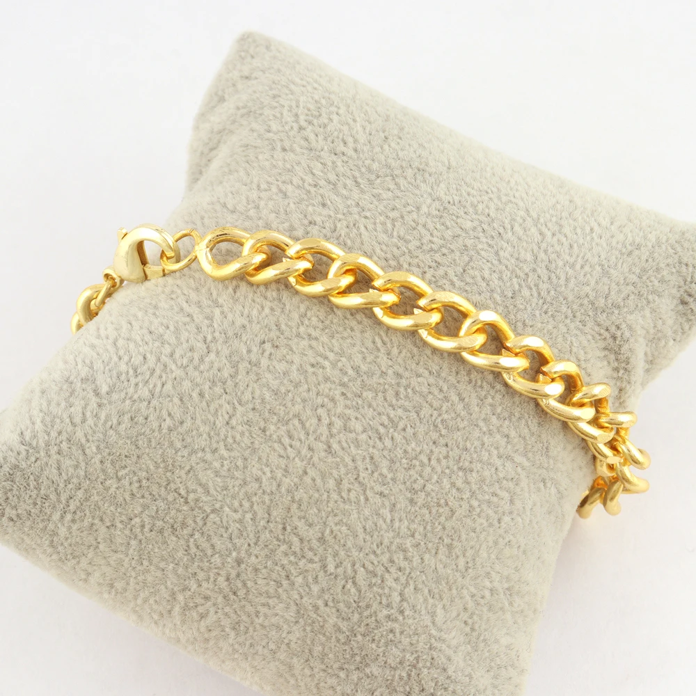 Eye catching men women personalized gold jewelry thick curved chain bracelet brass gold plated lobster lock adjustable bracelets