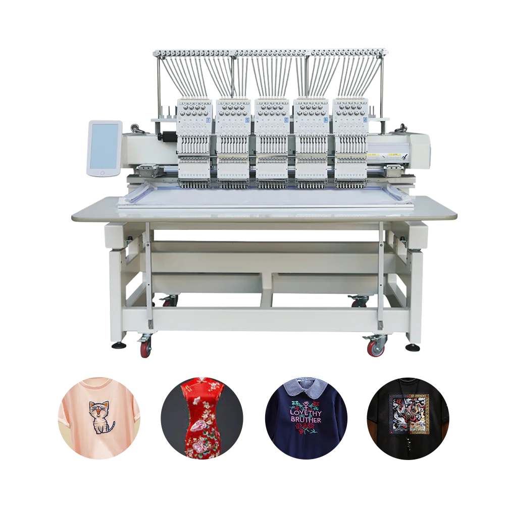 REHOW high effciency two heads double head hat t-shirt flat embroidery machine price 12 needle automatic computerized embroidery