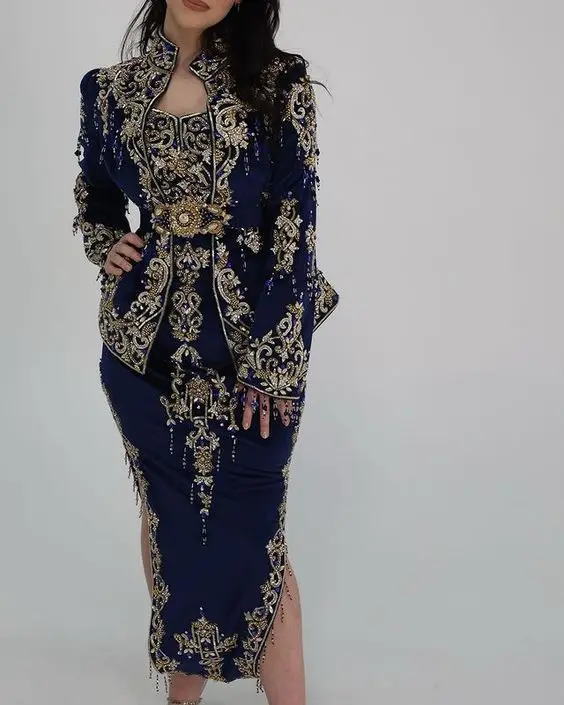 NEW LATEST & STYLISH HAND-ZARI EMBROIDERY ON ALGERIAN KARAKOU DRESS WITH Embellished WITH GLASS BEADS,STONE,DABKA WORK @ 2024