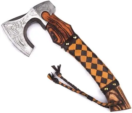 Viking Battle Axe Authentic Tomahawk Design for Splitting and Charms Handcrafted for Historical Reenactments and Collectors
