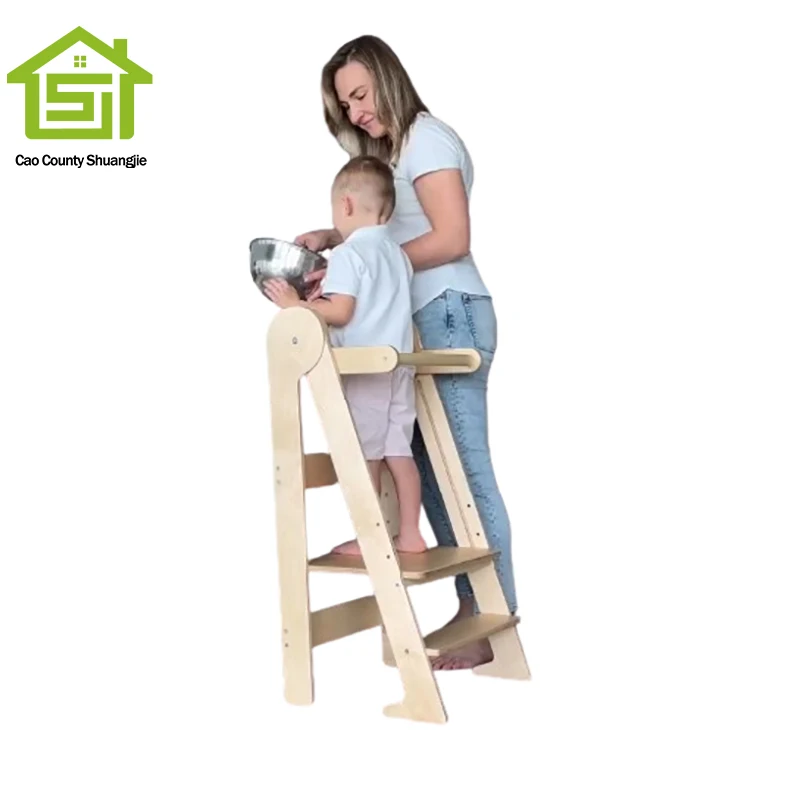 Birch Plywood children stool step kids wooden kitchen helper learning tower