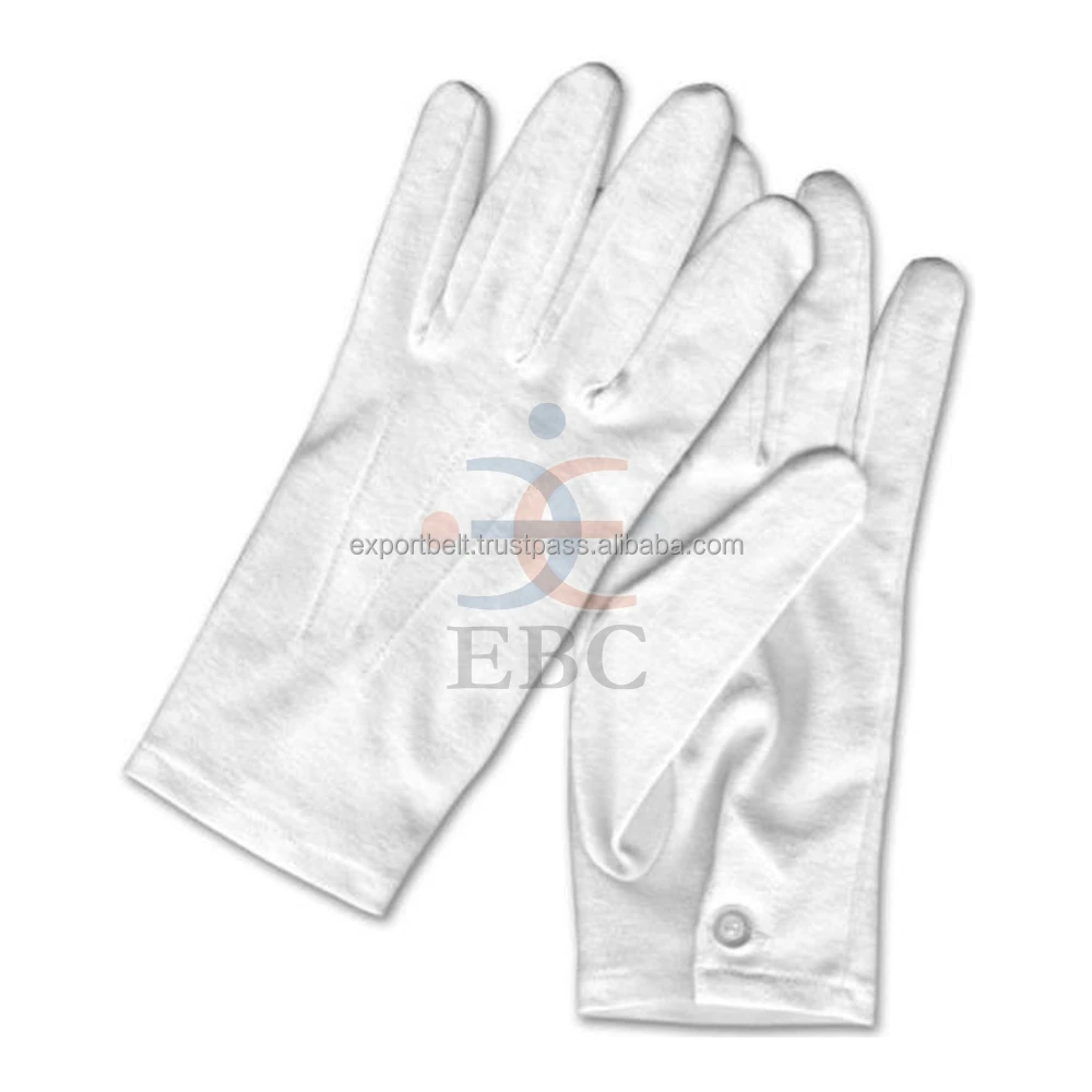 Showcase Marching Band Gloves Full Finger Free Size Daily Life Logo Patch Ceremonial Inspection Parade Gloves 100% Cotton White