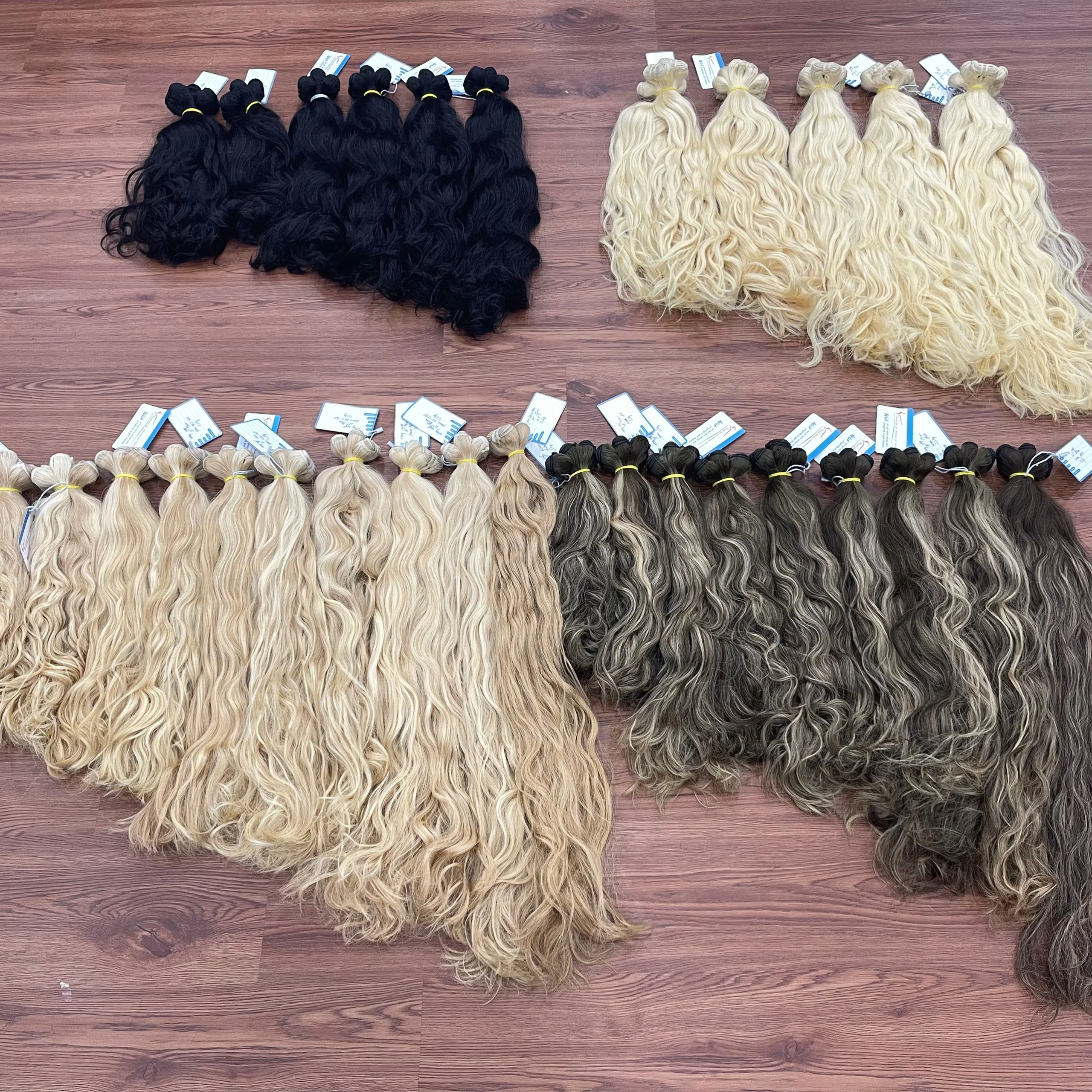 Super Quality Natural Wavy Piano color weft hair extensions bunlde human hair Without Track  human braiding weft