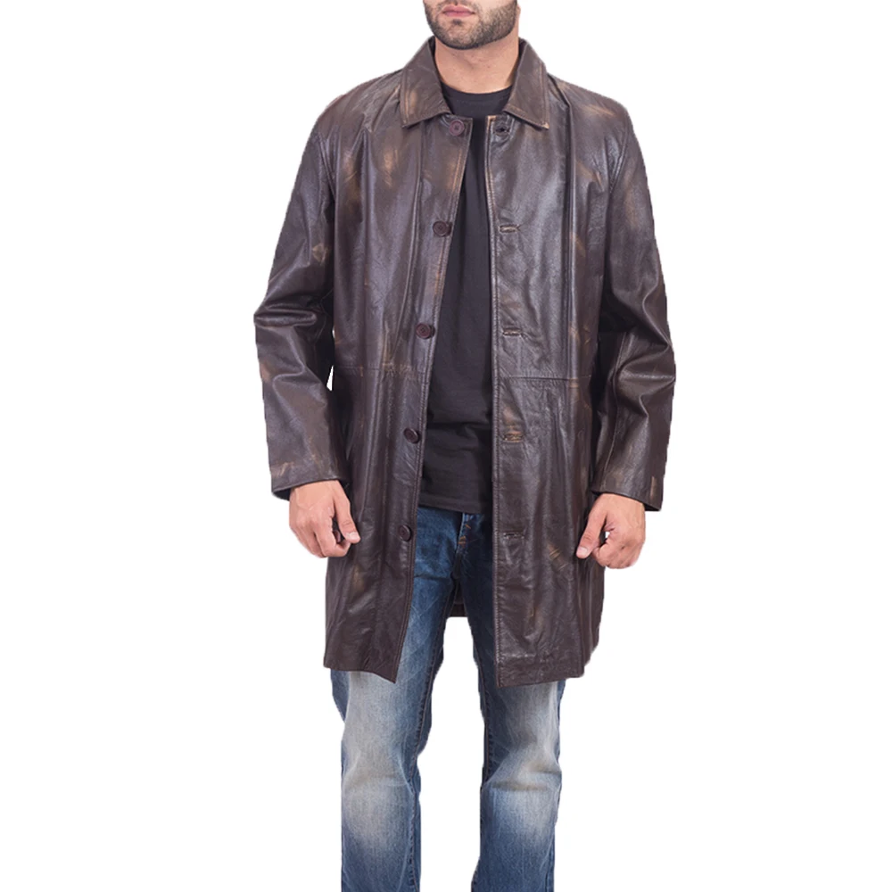 Легкая кожаная куртка на пуговицах для мужчин, дышащая дешевая цена, новая стильная дубленка