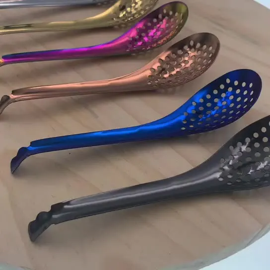 Сферическая ложка из нержавеющей стали Молекулярный миксолог шлицевая барная кухня в плазме золотого цвета Лучшая цена по самой низкой цене