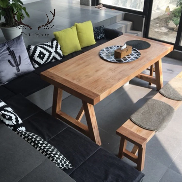 Dining Room Furniture White Oak Solid  Wood Bench Dining Table Set Anti-fouling Wooden Table