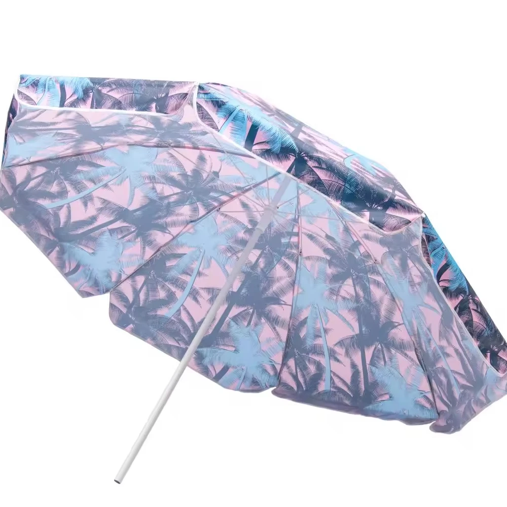 Tremendous Quality 2.0m Tropical Parrots Digital Canvas Pattern Wind Portable 140gm Custom Beach Umbrella