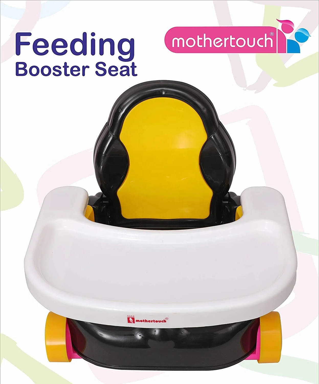 Attractive Yellow & Black Kids Toddlers Dining Plastic Travel Baby Feeding Chair With Safety Belt Removable Front Plate Light We