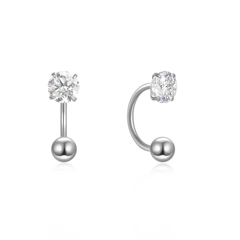 Roxi Curved Hook Ear Clips 18K Gold Plated Screw Buckle Earrings U-shaped Ear Bone Piercing 925 Silver High Quality Women