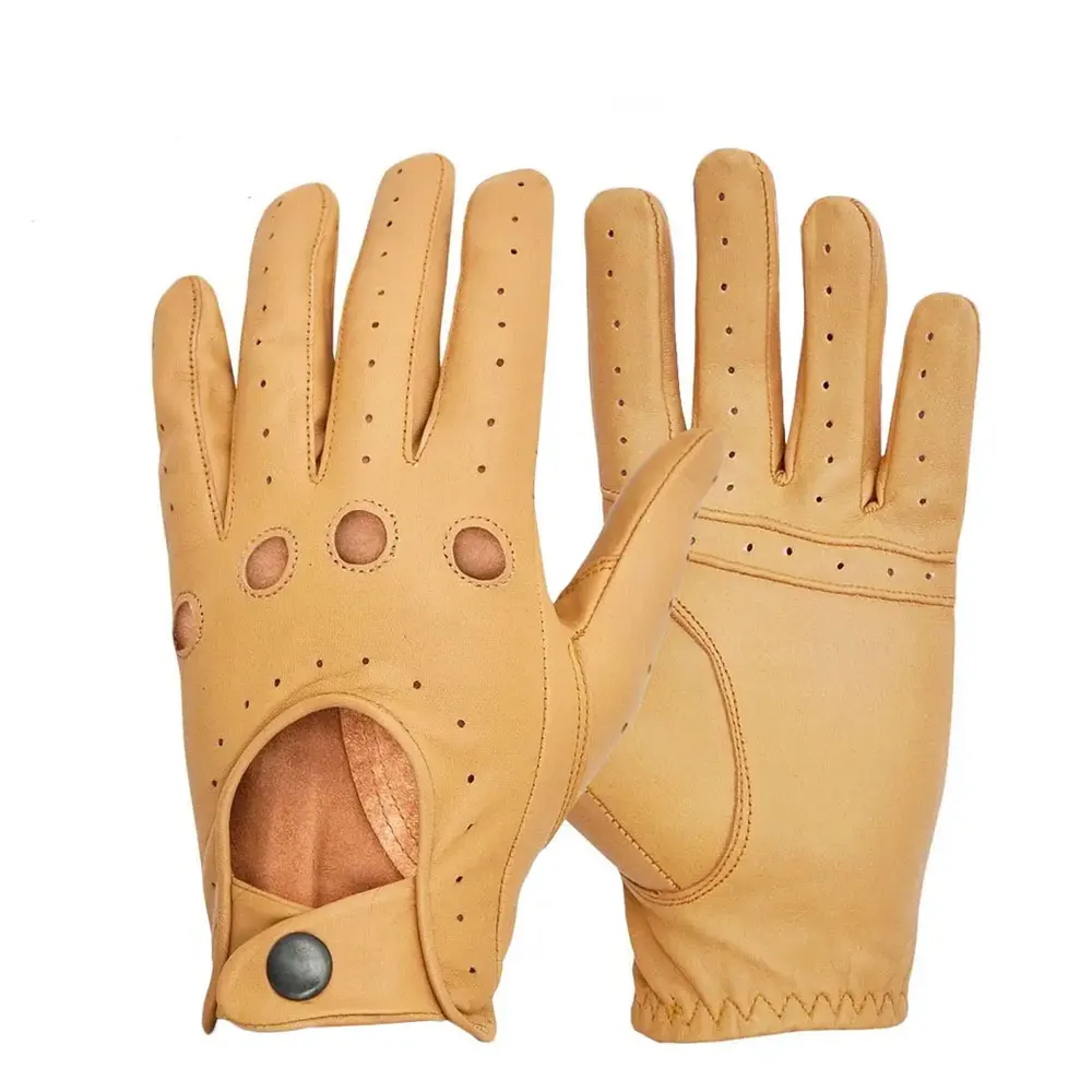 Driving leather gloves Wholesale Fashion Genuine Winter Lambskin Sheepskin Driving Leather Gloves