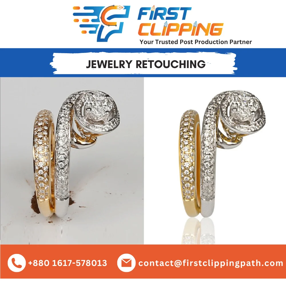 Jewelry Retouching, Image Editing of Jewelry Product Photography and make natural shadow of jewelry photo