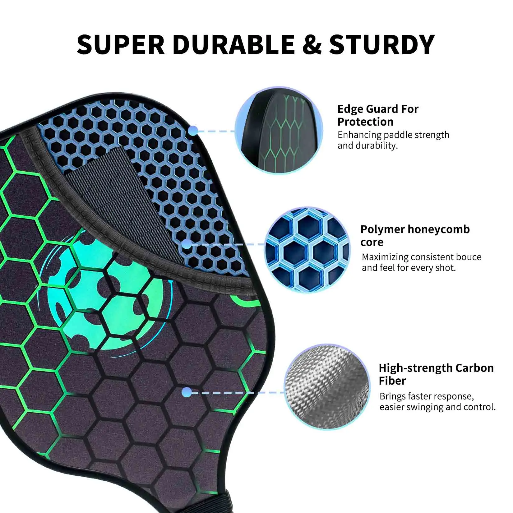 Outdoor Fashion Pickleball Paddle Usapa Approved Carbon Fiber Pickleball Paddle Set with 2 Paddle and 4 Ball