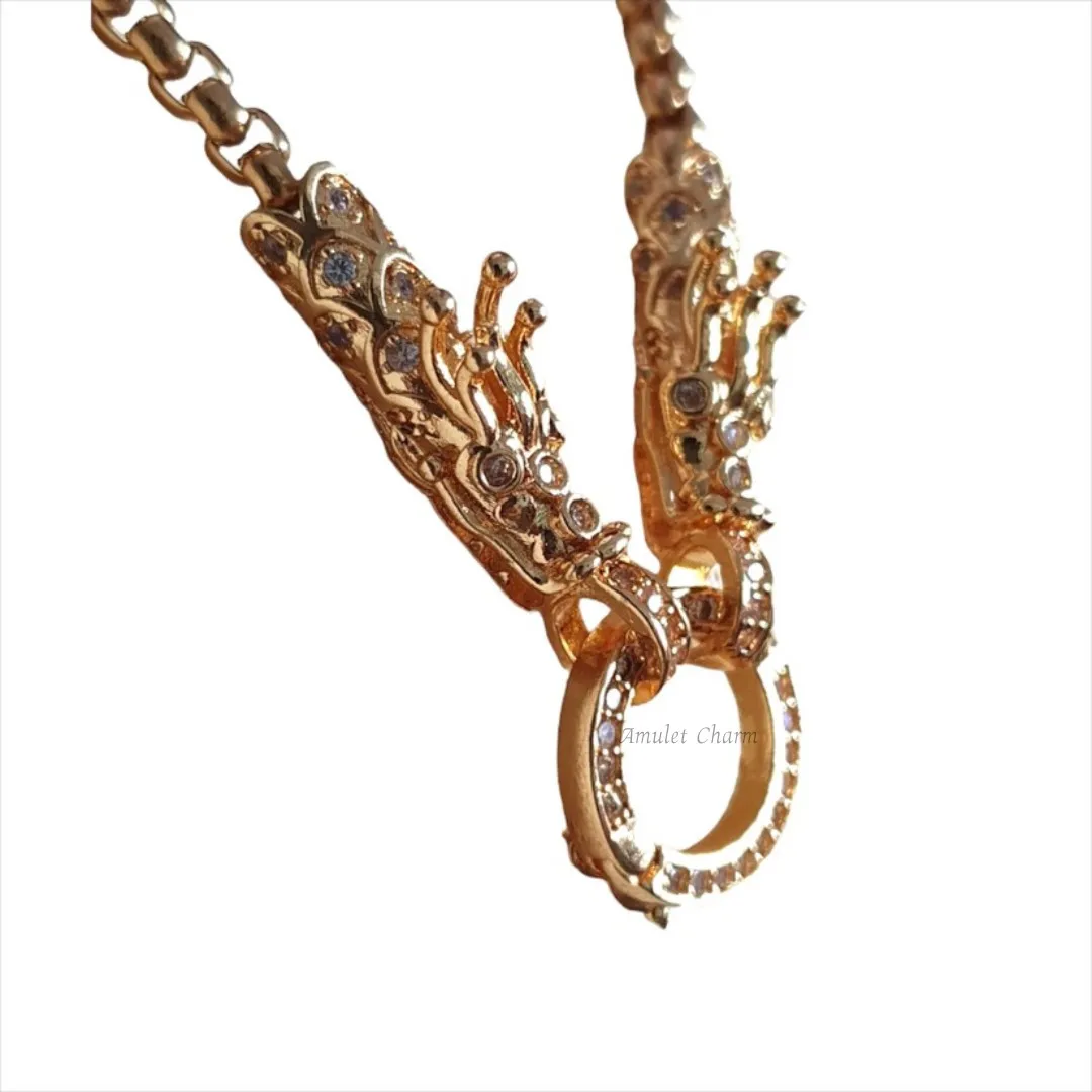 Hight grade laser encrusted dragon head gold necklace For hanging pendants or amulets beautiful strong durable