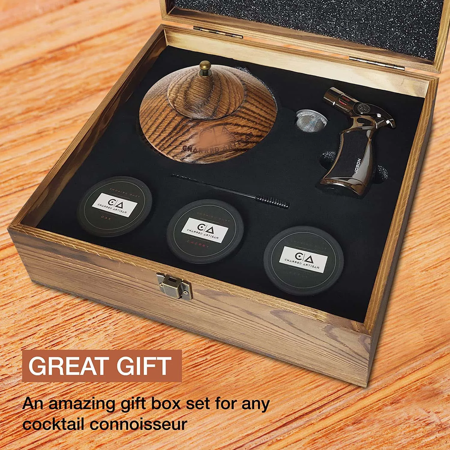 Cocktail Smoker Kit with Torch and Wood Chips for Whiskey and Bourbon (Butane Not Included) - Smoke Lid, an Old