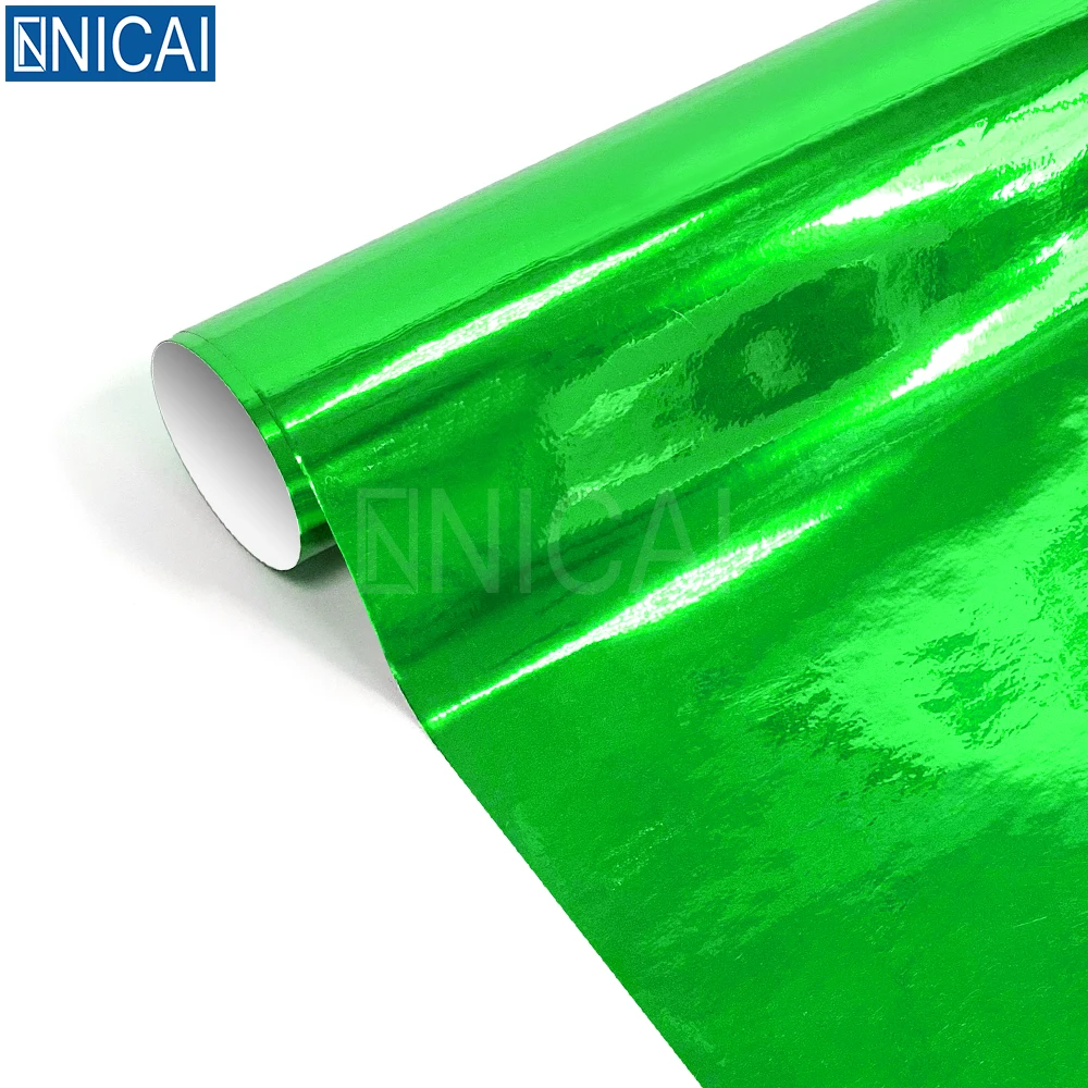 Металлическая автомобильная пленка марки NICAI A047 растягивающаяся зеркальная краска хромированная зеленая ПВХ цветная виниловая для украшения