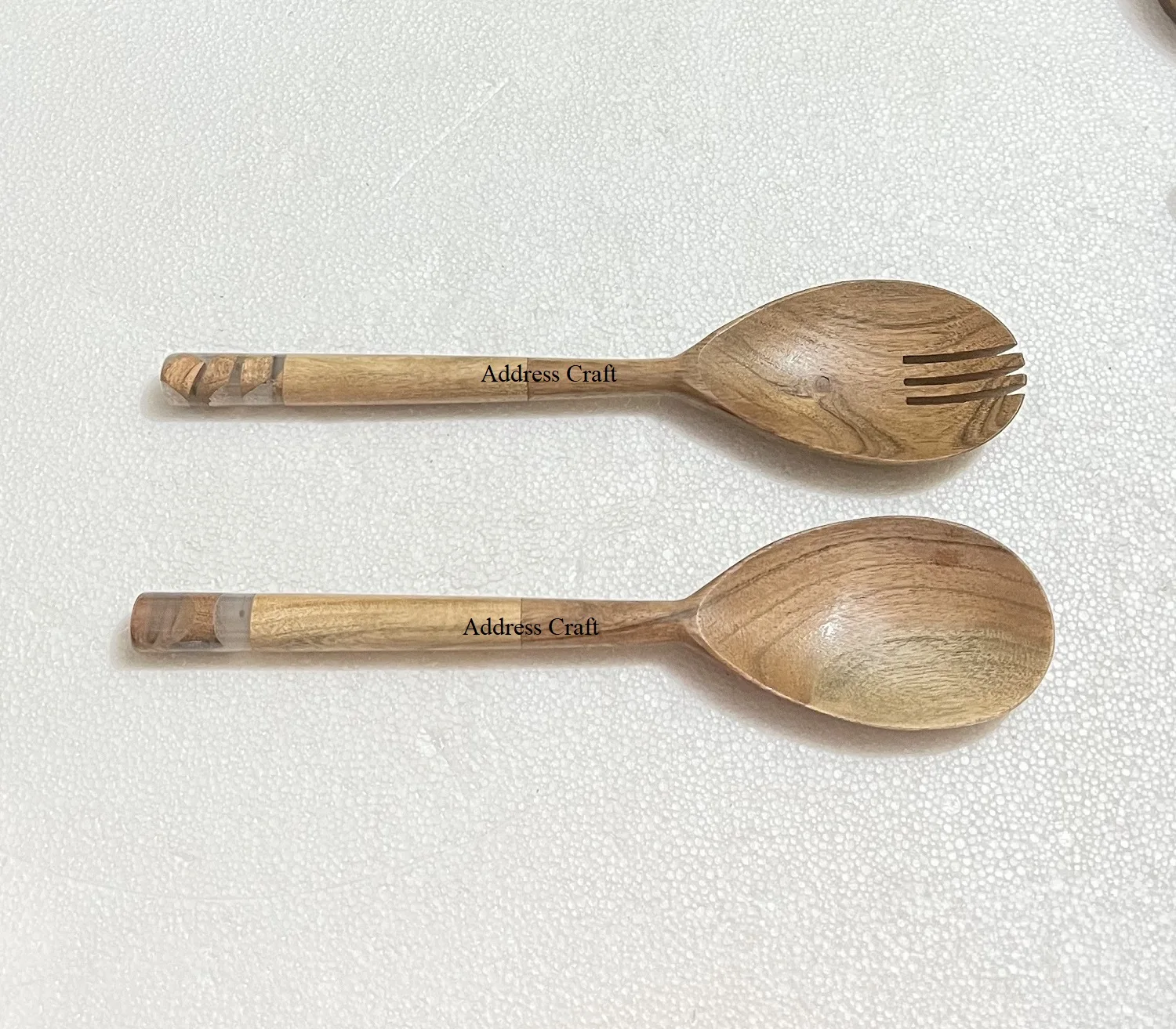 Творческая ручка терраццо манго деревянная Салатница для посуды посуда инструменты салата деревянные столовые приборы Сервировочная ложка вилка