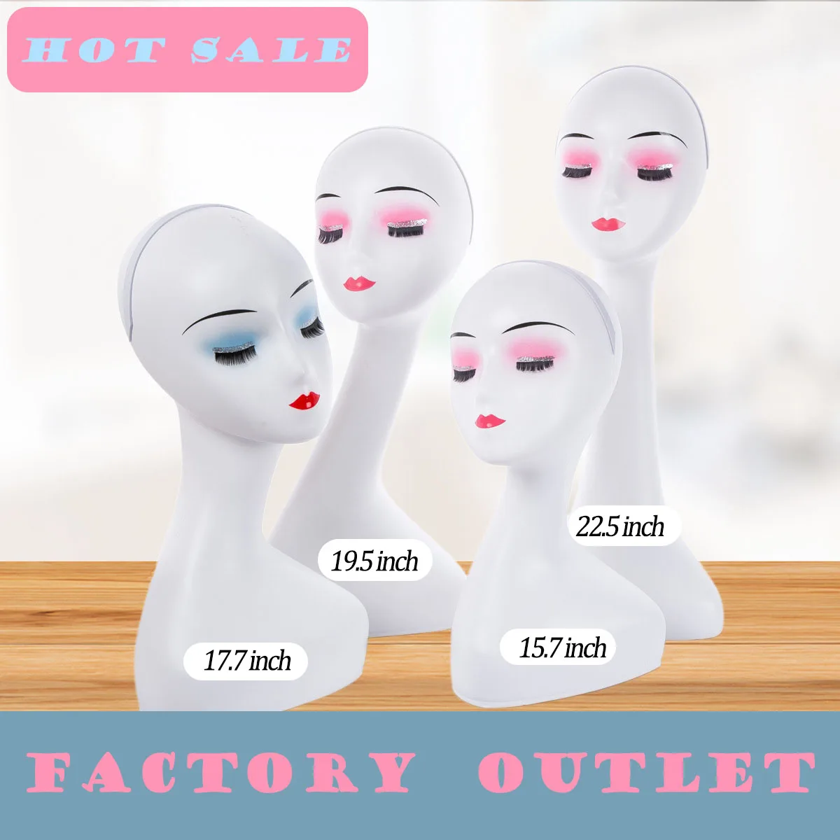 Ready to Ship Female Wig Display Mannequin Head Stand for Wig Hat and Scarf with Purple Eyeshade Mannequin Head