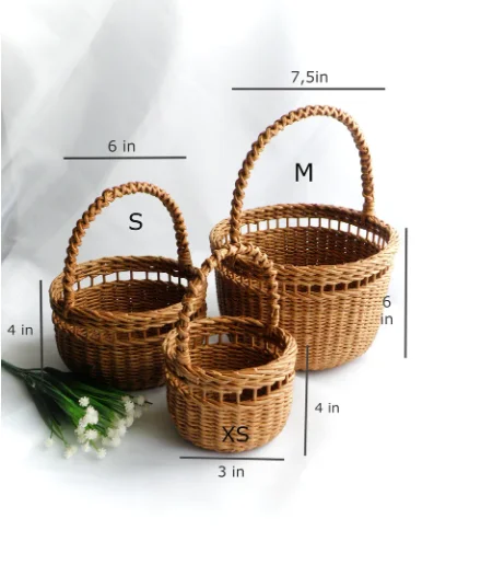 ADORABLE ITEMS for wedding, 3 sizes wicker wedding baskets, Flower girl basket with handle from Vietnam manufacturer