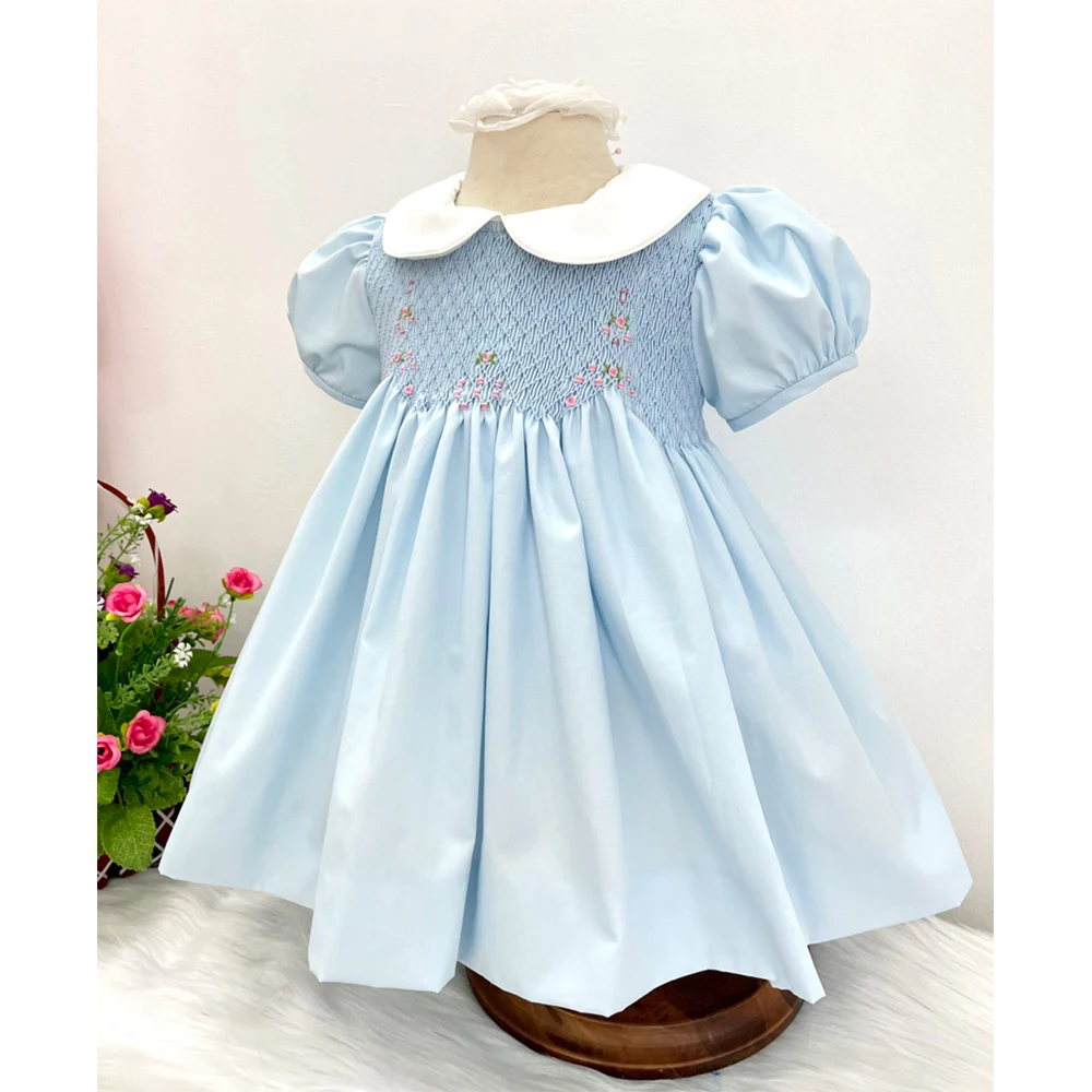 Custom Wholesale Kids Wear Vendor Designers Girl Clothing Summer Children Kids Clothes Girls Dress Embroidered Dress
