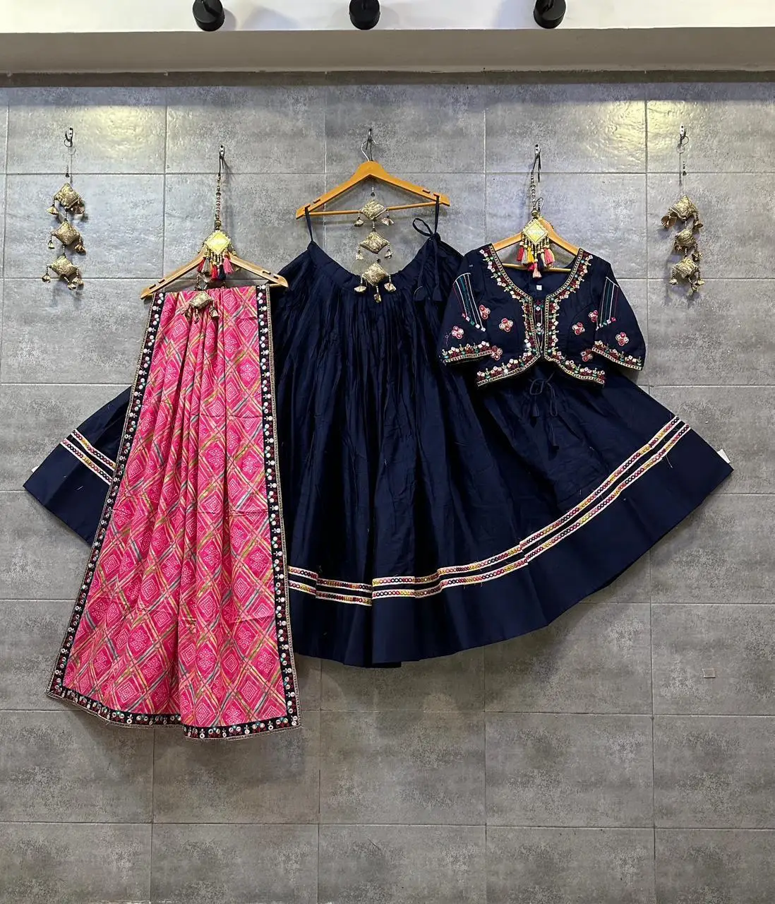 Heavy Printed Lace Patch Lehnga with Roman Silk Chaniya Choli Indian & Pakistani Clothing