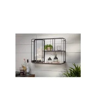 Decorative Black Metal Wall Ledge Wall Mounted Floating Shelves with Photo Cards Clips Home Decor