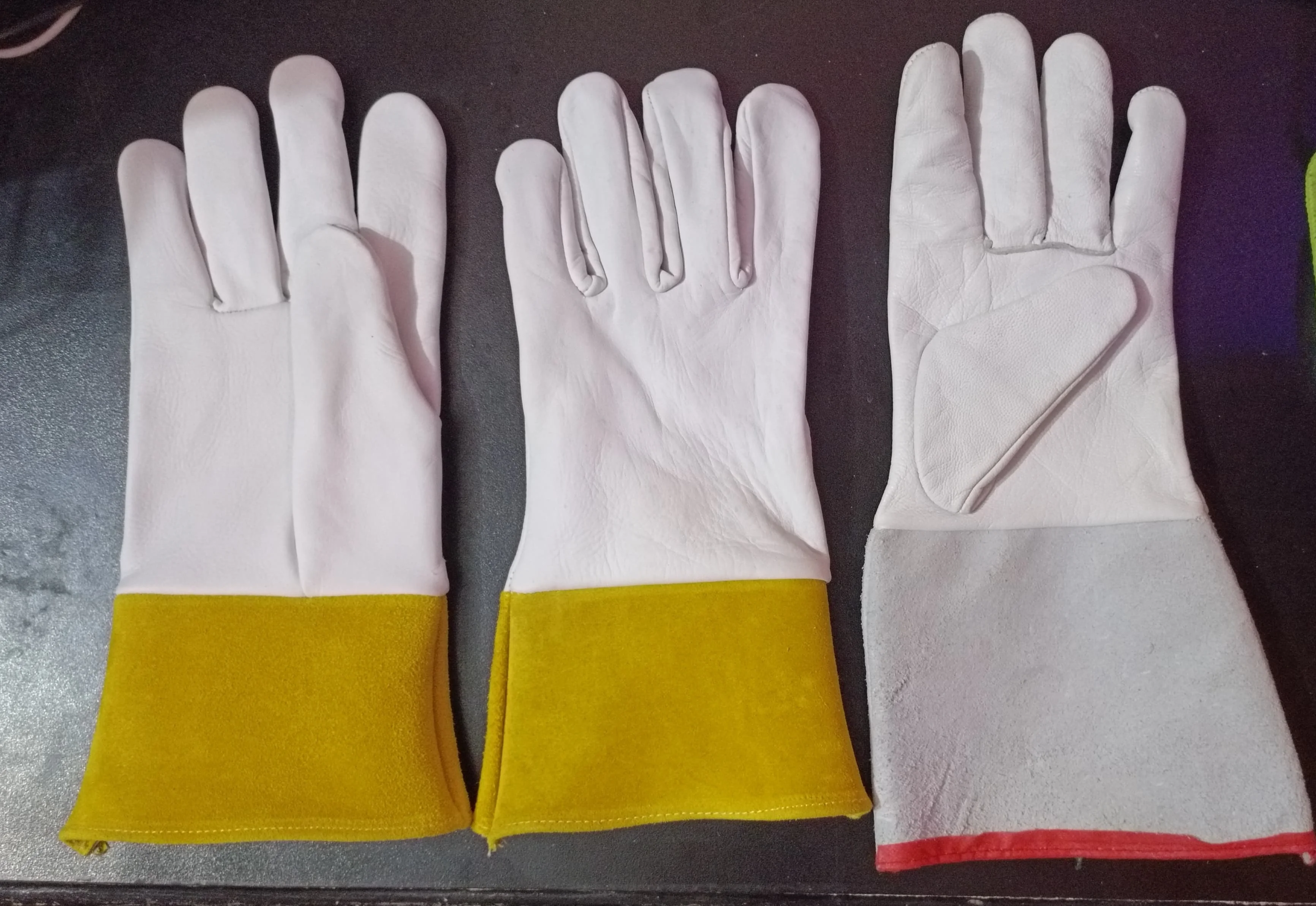 Custom Cow Hide Grain Split Leather Mig Tig  Welding Gloves Inner Lining Fire Resistance Fabric