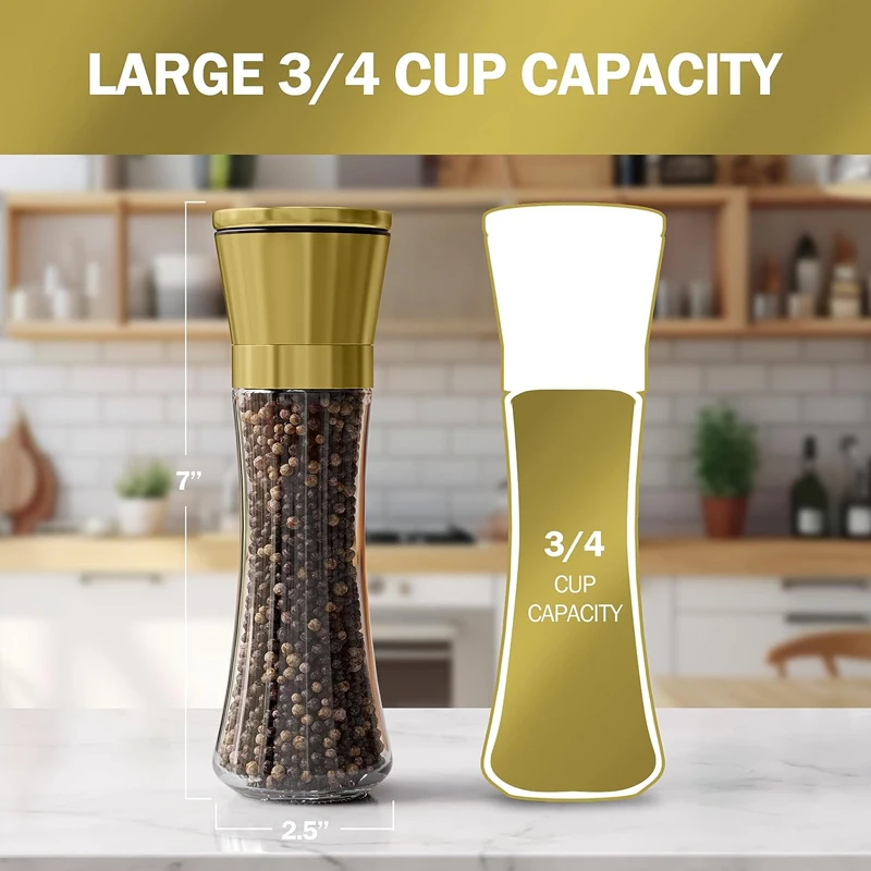 2024 New Gold manual spice salt and pepper shakers wholesale refillable spice salt pepper grinder set salt and pepper mill