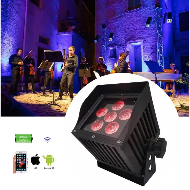 Waterpoof Phone App Control Chargeable Wireless DMX Battery Powered Par Can 6in1 RGBWA UV Led Par Light With Wifi Control