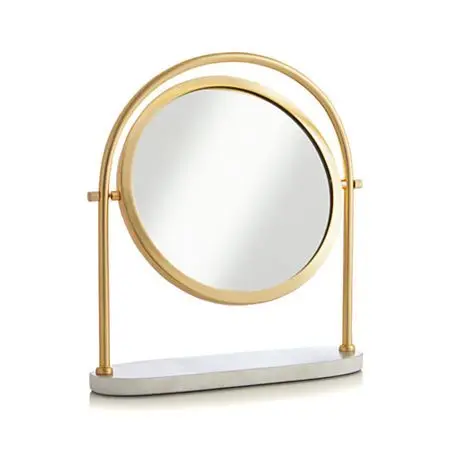 old Plated Border Frame Handmade Makeup Illuminant Mirror Revolving Stand Makeup Tabletop Cosmetic Mirror Home Room Accessories