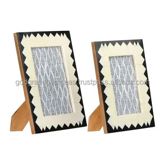 Customized Best quality handcrafted beautiful wooden bone and resin inlay picture photo frame for decoration Modern Photo Frame