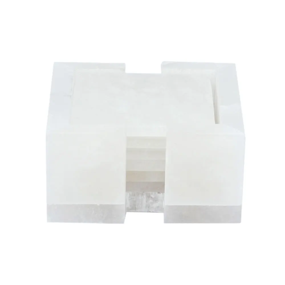 Latest Design Natural Italian Alabaster Stone Square Shape Coater with Stand For Home and Hotel Purpose