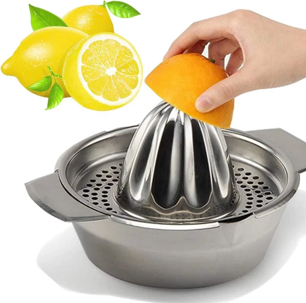 Maxi Stainless Steel 18/8 Manual Lemon Squeezer Citrus Juicer with bowl Amazon Hot sell  home made juice in kitchen