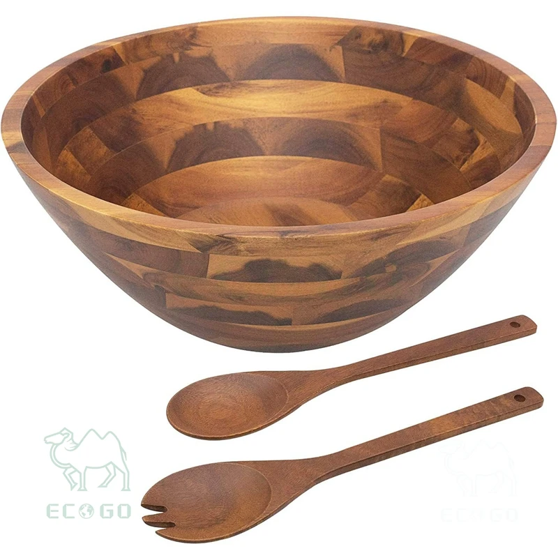 High Quality Bamboo Salad Bowl Round Salad Serving Bowl Large Serving Bowl for Living Room  Custom