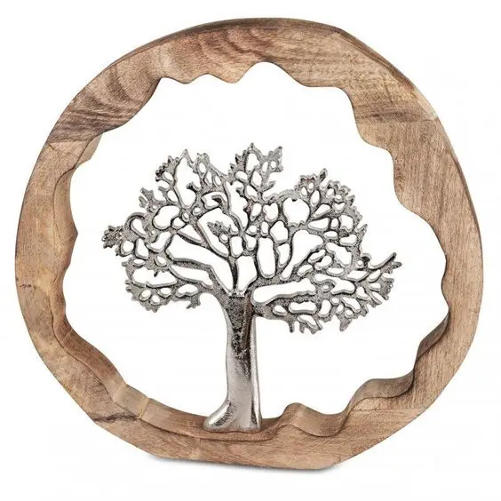 Metal Reindeer Round Wood Circle Christmas Decorative Ornament Shelf & Table Decor Factory Price High Quality Material Used