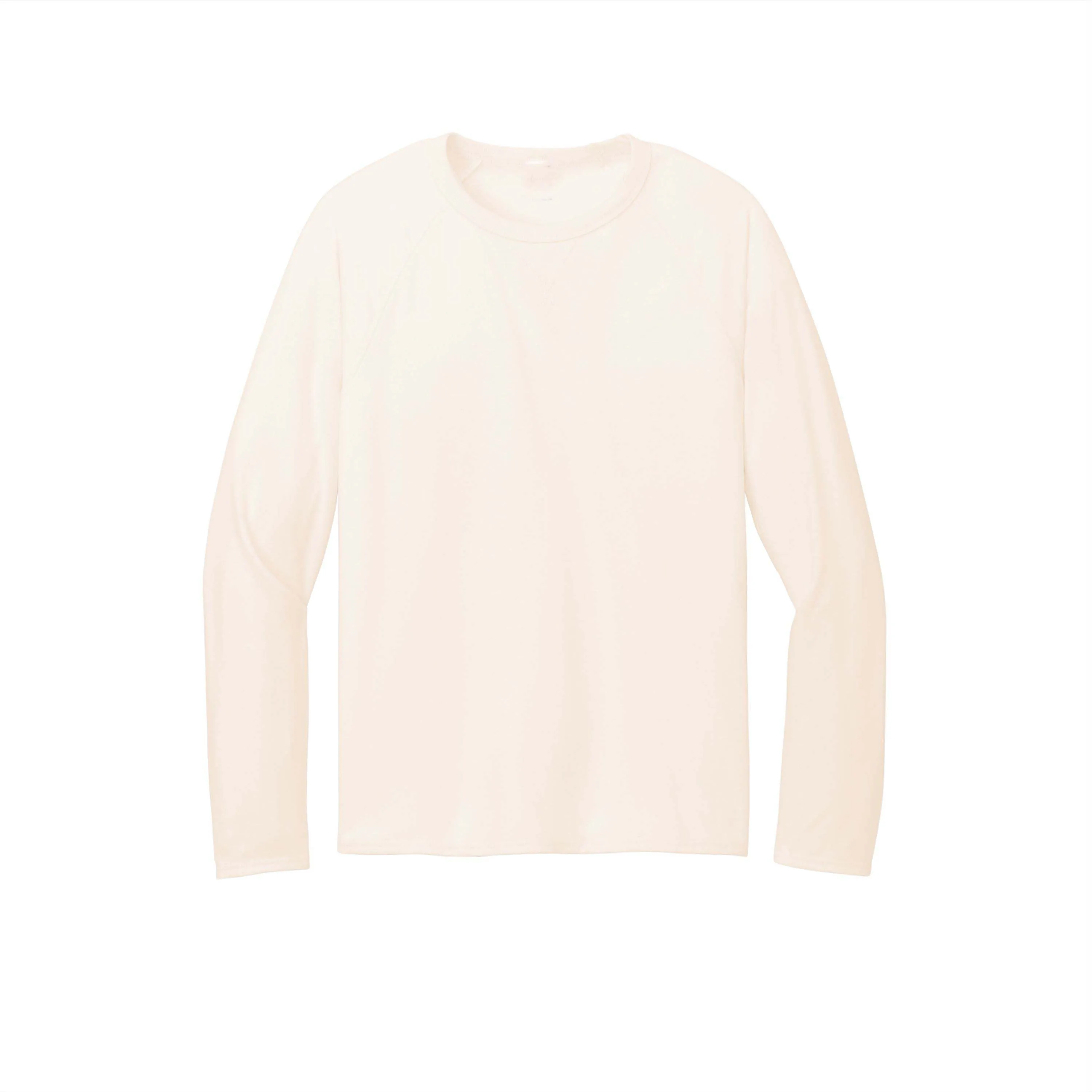 Men Basic Long Sleeve Cream Crewneck T-Shirt - Durable and Stylish Essential Tee for Casual, Gym, and Everyday Wear