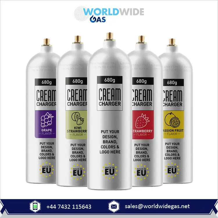 Best Quality Made in Europe 680g Nitrous  Aluminum Cylinders Banana  Flavor deluxe cream charger Ready for Quick Delivery