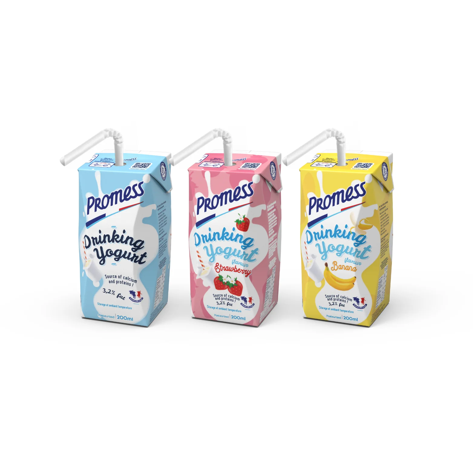 PROMESS Ambient Banana flavoured Drinking Yogurt in 200ml on-the-go brick - long shelf-life and halal certified