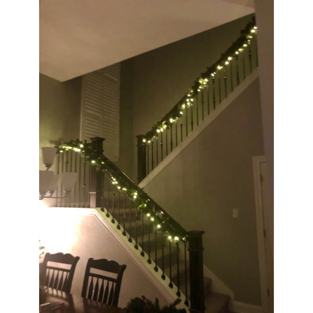 Bespoke simulated Norfolk real looking garland pine tree Christmas vines for home decor with light